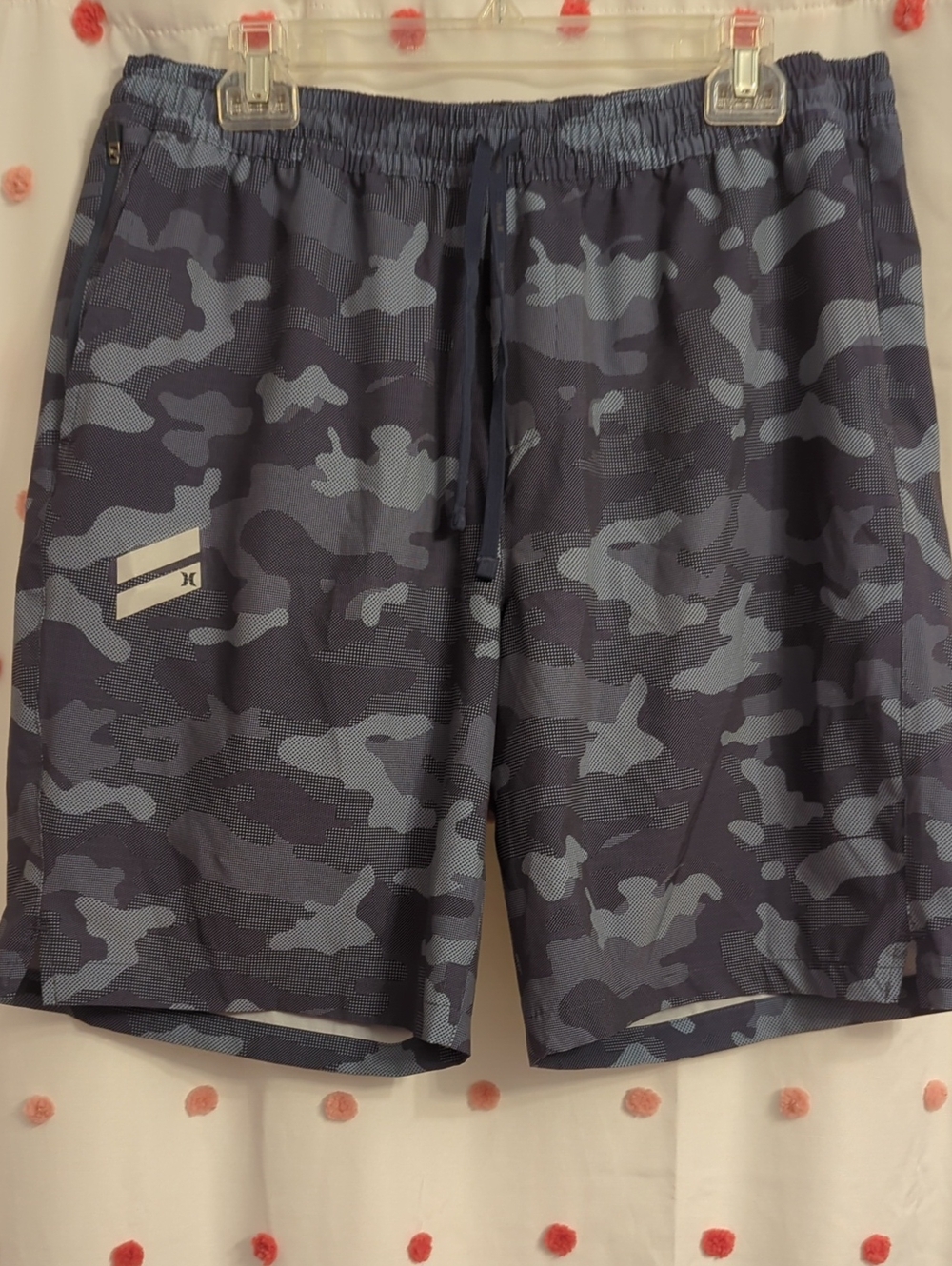 Hurley Men's Navy and Light Blue Camo Swim Board Shorts